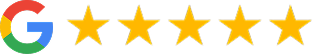 Five orange stars and Google logo indicating customer rating for Kierland Dental Arts